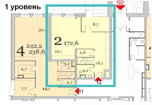 Продажа квартиры площадью 173.8 м² 1 этаж в Литератор по адресу Хамовники, Льва Толстого ул., 23, стр. 1